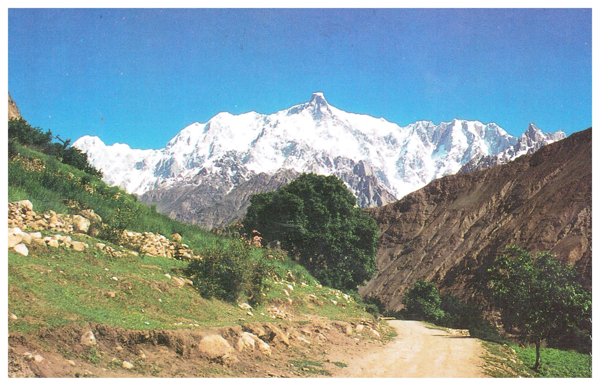 Jeepstrasse nach Uper Nagar mit Blick auf den Ulter Peak (7388 m).